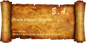 Buchinger Árpád névjegykártya